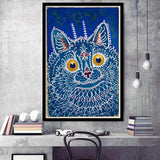 Louis Wain Gothic Cat Art Print, Vintage Cat Painting, Animal Art,Framed Art Prints Wall Decor, Picture Framed