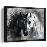 Loved Couple Horse Portrait Black And Whitev1, Framed Canvas Painting, Framed Canvas Prints Wall Art Decor