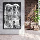 M.C. Escher Belvedere Canvas Wall Art Abstract Contemporary Decor,Framed Canvas Prints Wall Art Decor, Floating Frame