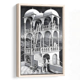 M.C. Escher Belvedere Canvas Wall Art Abstract Contemporary Decor,Framed Canvas Prints Wall Art Decor, Floating Frame