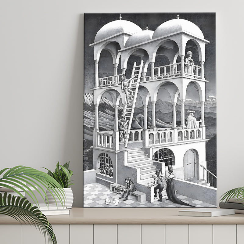 M.C. Escher Belvedere Canvas Wall Art Abstract Contemporary Decor, Canvas Painting, Canvas Print Wall Art Decor