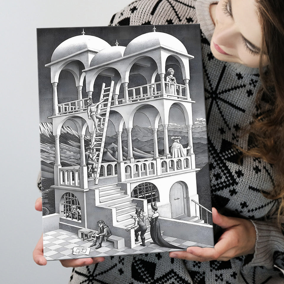 M.C. Escher Belvedere Canvas Wall Art Abstract Contemporary Decor, Canvas Painting, Canvas Print Wall Art Decor