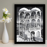 M.C. Escher Belvedere Wall Art Abstract Contemporary Decor,Framed Art Prints Wall Decor, Picture Framed