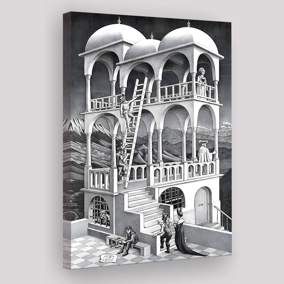 M.C. Escher Belvedere Canvas Wall Art Abstract Contemporary Decor, Canvas Painting, Canvas Print Wall Art Decor