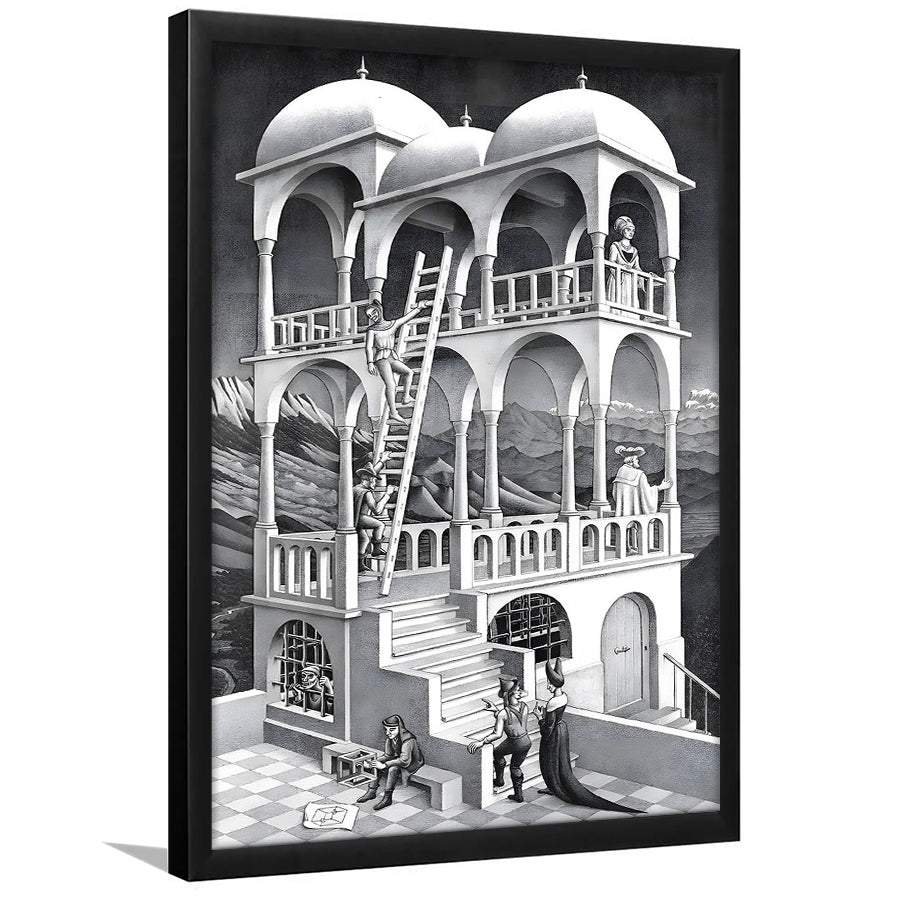 M.C. Escher Belvedere Wall Art Abstract Contemporary Decor,Framed Art Prints Wall Decor, Picture Framed