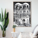 M.C. Escher Belvedere Canvas Wall Art Abstract Contemporary Decor,Framed Canvas Prints Wall Art Decor, Floating Frame