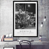 Memphis, Usa, Print For Travel Lovers, Black And White, Framed Art Print Wall Decor