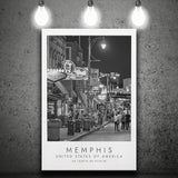 Memphis, Usa, Print For Travel Lovers, Black And White, Canvas Print Wall Art