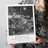 Memphis, Usa, Print For Travel Lovers, Black And White, Canvas Print Wall Art