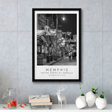 Memphis, Usa, Wall Art For Travel Lovers, B&W, Floating Framed Canvas Print