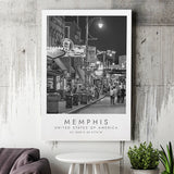 Memphis, Usa, Print For Travel Lovers, Black And White, Canvas Print Wall Art