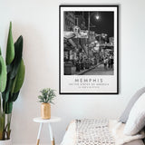 Memphis, Usa, Wall Art For Travel Lovers, B&W, Floating Framed Canvas Print
