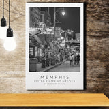 Memphis, Usa, Print For Travel Lovers, Black And White, Canvas Print Wall Art