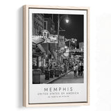 Memphis, Usa, Wall Art For Travel Lovers, B&W, Floating Framed Canvas Print