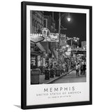 Memphis, Usa, Print For Travel Lovers, Black And White, Framed Art Print Wall Decor