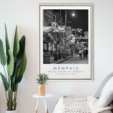 Memphis, Usa, Wall Art For Travel Lovers, B&W, Floating Framed Canvas Print