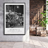 Memphis, Usa, Wall Art For Travel Lovers, B&W, Floating Framed Canvas Print