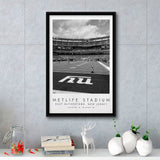 Metlife Stadium New York Giants, Stadium Wall Art For Football Lovers, B&W, Floating Framed Canvas Print