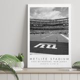 Metlife Stadium New York Giants, Stadium Print For Football Lovers, Black And White, Canvas Print Wall Art