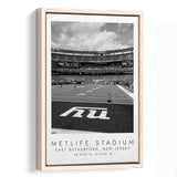 Metlife Stadium New York Giants, Stadium Wall Art For Football Lovers, B&W, Floating Framed Canvas Print