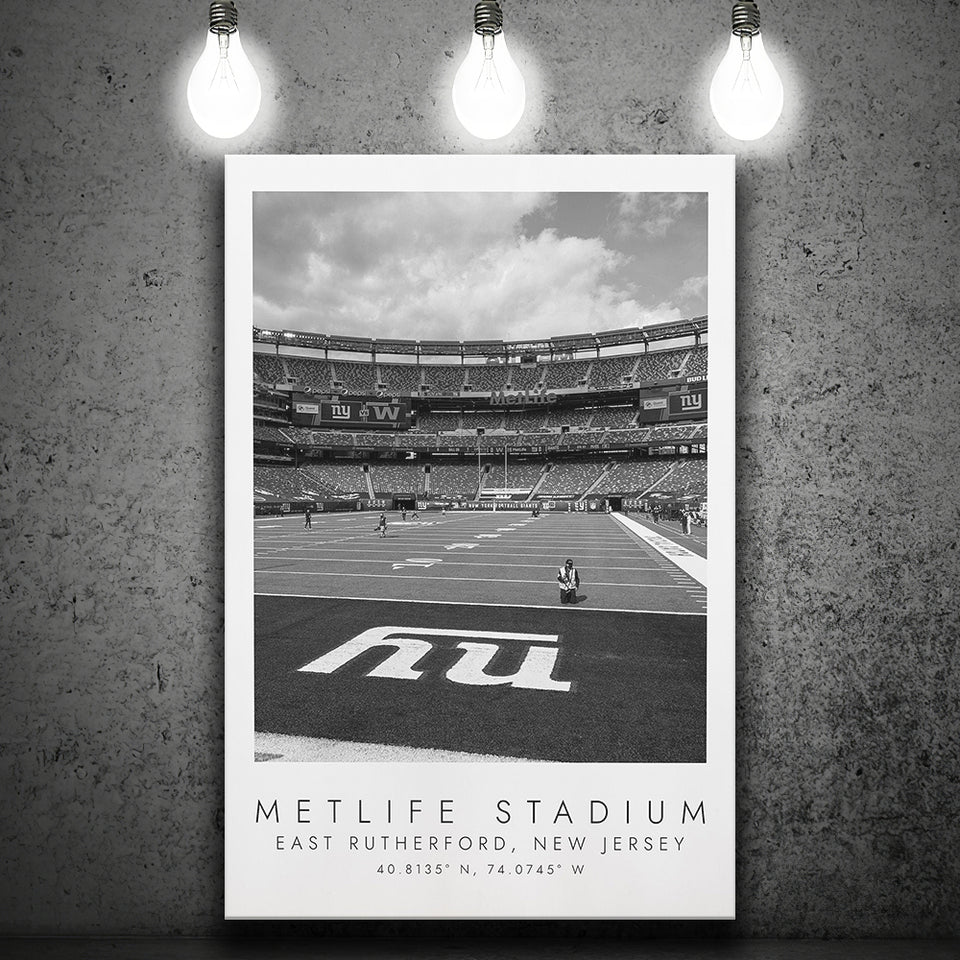 Metlife Stadium New York Giants, Stadium Print For Football Lovers, Black And White, Canvas Print Wall Art