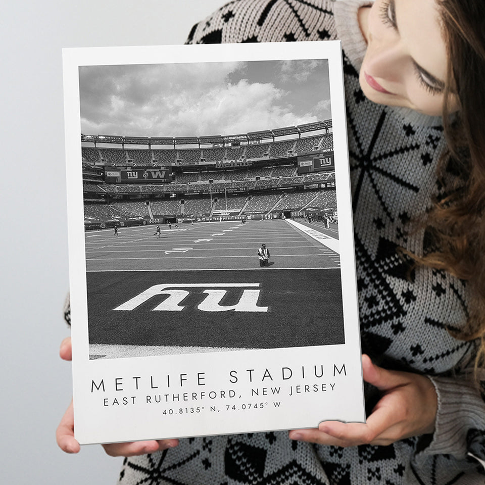 Metlife Stadium New York Giants, Stadium Print For Football Lovers, Black And White, Canvas Print Wall Art