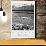 Mile High Stadium Denver Broncos, Stadium Print For Football Lovers, Black And White, Canvas Print Wall Art