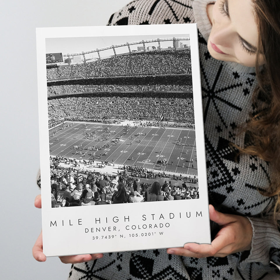 Mile High Stadium Denver Broncos, Stadium Print For Football Lovers, Black And White, Canvas Print Wall Art