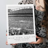 Mile High Stadium Denver Broncos, Stadium Print For Football Lovers, Black And White, Canvas Print Wall Art