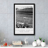 Mile High Stadium Denver Broncos, Stadium Wall Art For Football Lovers, B&W, Floating Framed Canvas Print