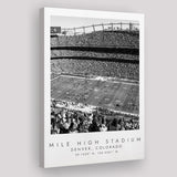 Mile High Stadium Denver Broncos, Stadium Print For Football Lovers, Black And White, Canvas Print Wall Art