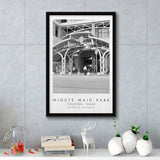 Minute Maid Park Houston Astros, Stadium Wall Art For Baseball Lovers, B&W, Floating Framed Canvas Print