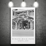 Minute Maid Park Houston Astros, Stadium Print For Baseball Lovers, Black And White, Canvas Print Wall Art