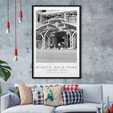 Minute Maid Park Houston Astros, Stadium Print For Baseball Lovers, Black And White, Framed Art Print Wall Decor