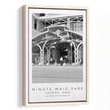 Minute Maid Park Houston Astros, Stadium Wall Art For Baseball Lovers, B&W, Floating Framed Canvas Print