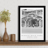 Minute Maid Park Houston Astros, Stadium Wall Art For Baseball Lovers, B&W, Floating Framed Canvas Print