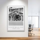 Minute Maid Park Houston Astros, Stadium Wall Art For Baseball Lovers, B&W, Floating Framed Canvas Print