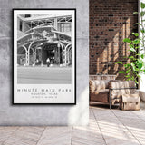 Minute Maid Park Houston Astros, Stadium Wall Art For Baseball Lovers, B&W, Floating Framed Canvas Print