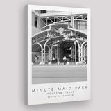 Minute Maid Park Houston Astros, Stadium Print For Baseball Lovers, Black And White, Canvas Print Wall Art