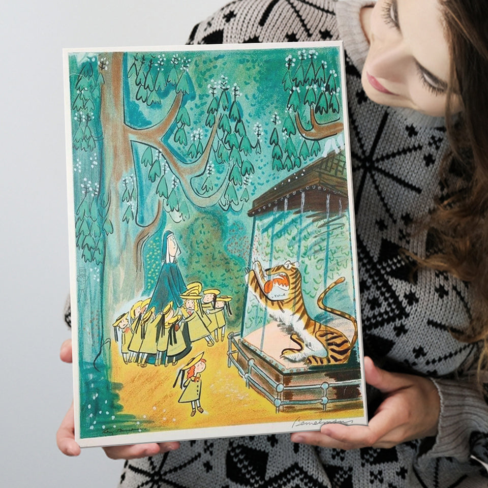 Madeline Print At The Zoo By Ludwig Bemelmans Canvas Art Painting, Canvas Painting, Canvas Print Wall Art Decor