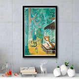 Madeline Print At The Zoo By Ludwig Bemelmans Canvas Art Painting,Framed Canvas Prints Wall Art Decor, Floating Frame