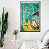 Madeline Print At The Zoo By Ludwig Bemelmans Canvas Art Painting,Framed Canvas Prints Wall Art Decor, Floating Frame
