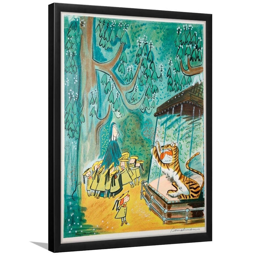 Madeline Print At The Zoo By Ludwig Bemelmans Art Painting,Framed Art Prints Wall Decor, Picture Framed