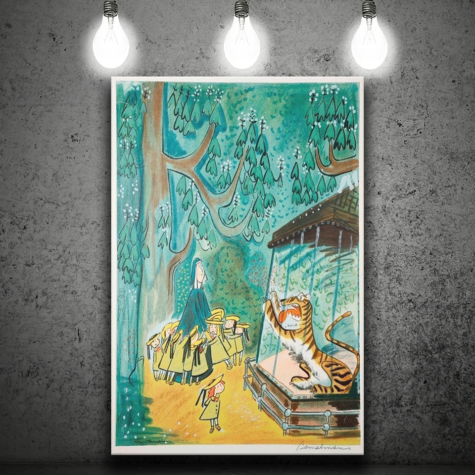 Madeline Print At The Zoo By Ludwig Bemelmans Canvas Art Painting, Canvas Painting, Canvas Print Wall Art Decor