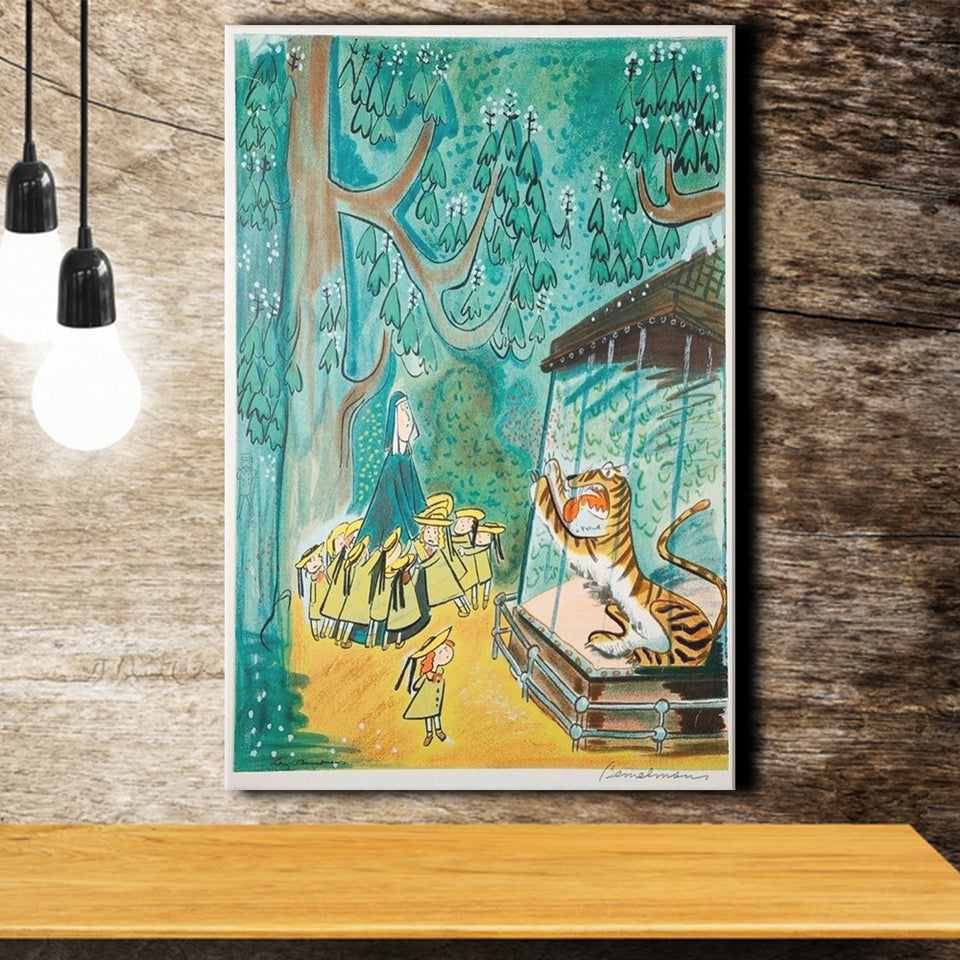 Madeline Print At The Zoo By Ludwig Bemelmans Canvas Art Painting, Canvas Painting, Canvas Print Wall Art Decor
