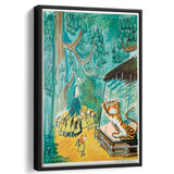 Madeline Print At The Zoo By Ludwig Bemelmans Canvas Art Painting,Framed Canvas Prints Wall Art Decor, Floating Frame