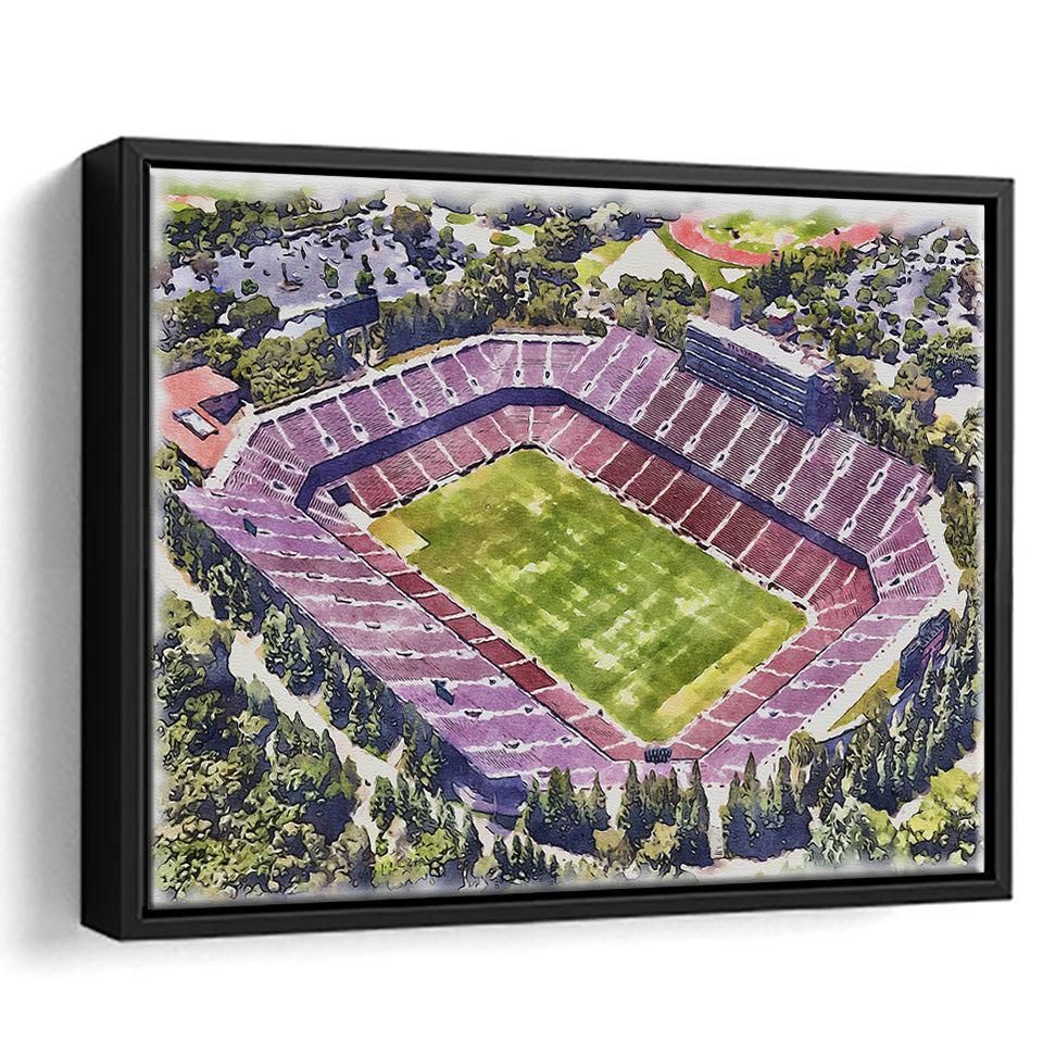 Malone Stadium WaterColor Framed Canvas Prints, Monroe Louisiana Watercolor, Stadium Art Gifts, Floating Frame