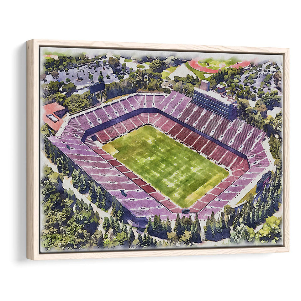Malone Stadium WaterColor Framed Canvas Prints, Monroe Louisiana Watercolor, Stadium Art Gifts, Floating Frame