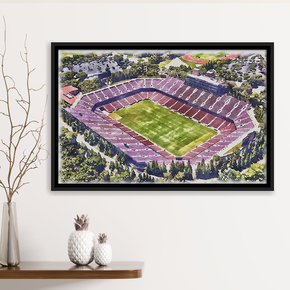 Malone Stadium WaterColor Framed Canvas Prints, Monroe Louisiana Watercolor, Stadium Art Gifts, Floating Frame