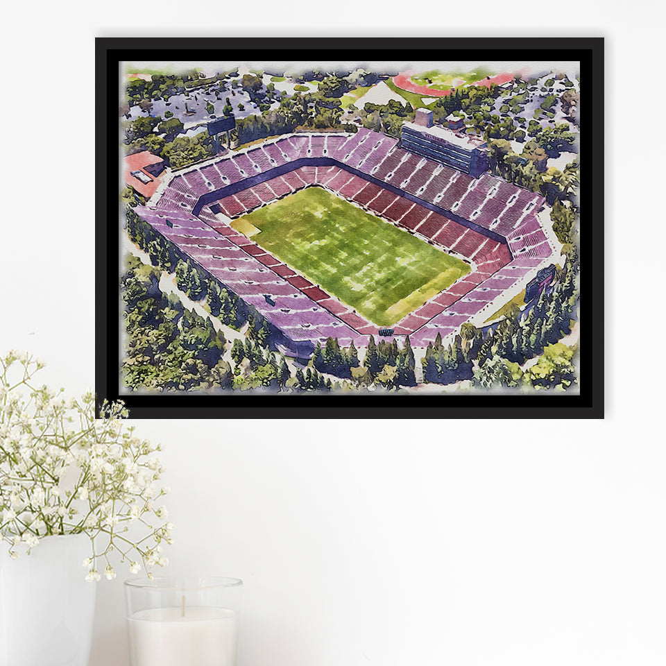 Malone Stadium WaterColor Framed Canvas Prints, Monroe Louisiana Watercolor, Stadium Art Gifts, Floating Frame